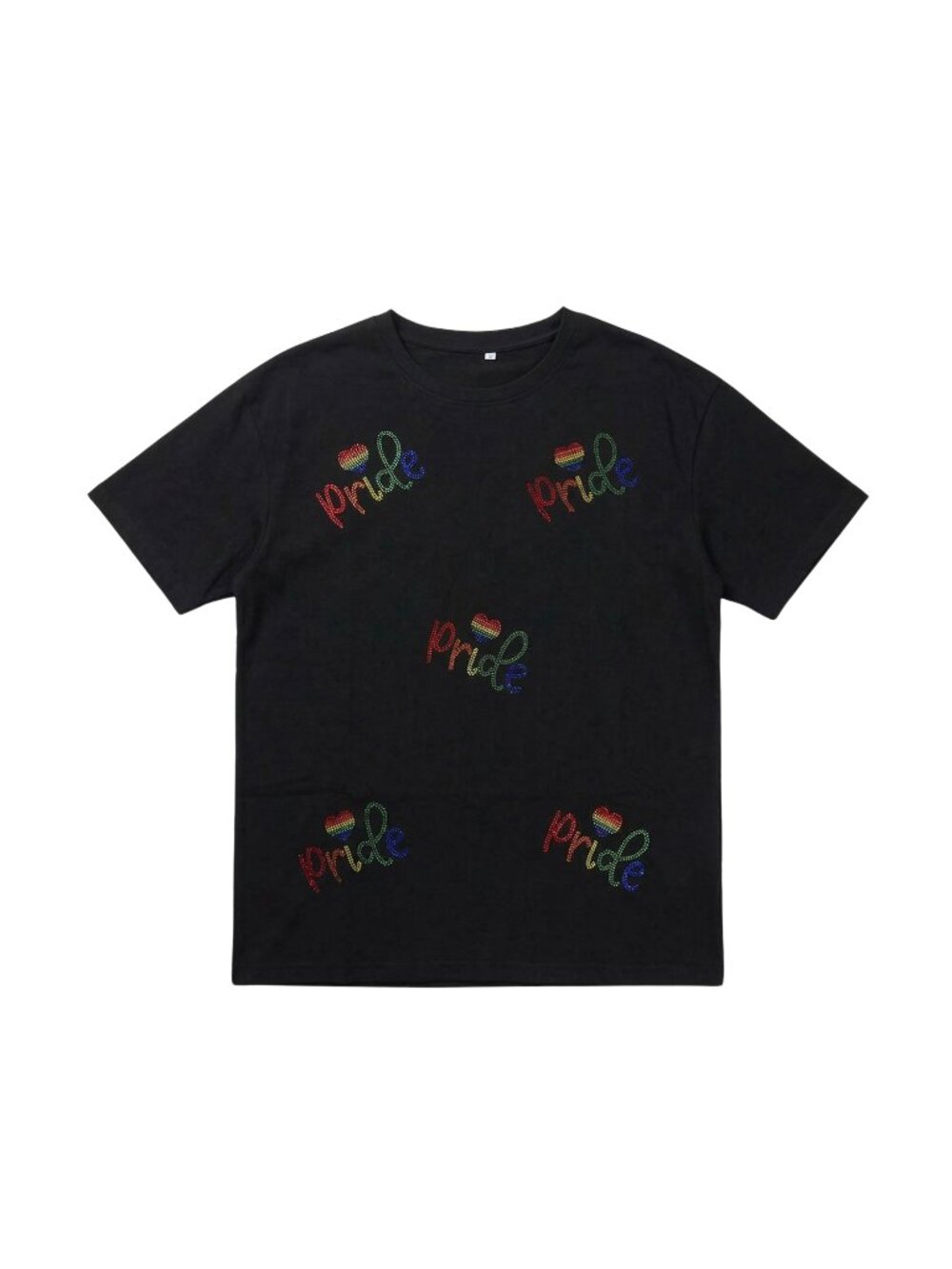 NWOT | Pride Rhinestone Graphic T-Shirt | Rainbow Heart | Black | Medium